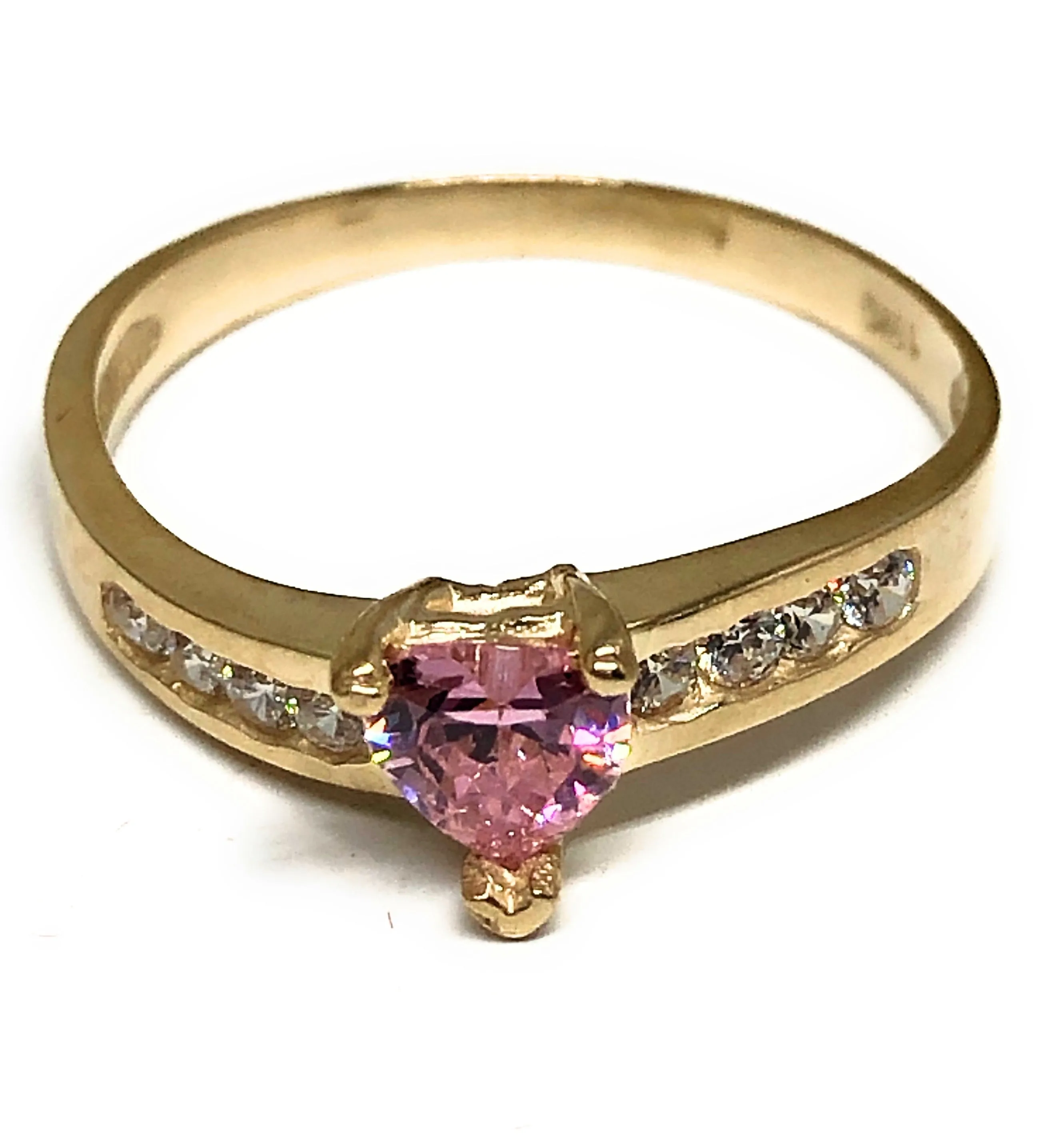 10k Solid Gold Yellow Gold Heart CZ Ring (PINK, PURPLE, BLUE, GREEN,YELLOW)