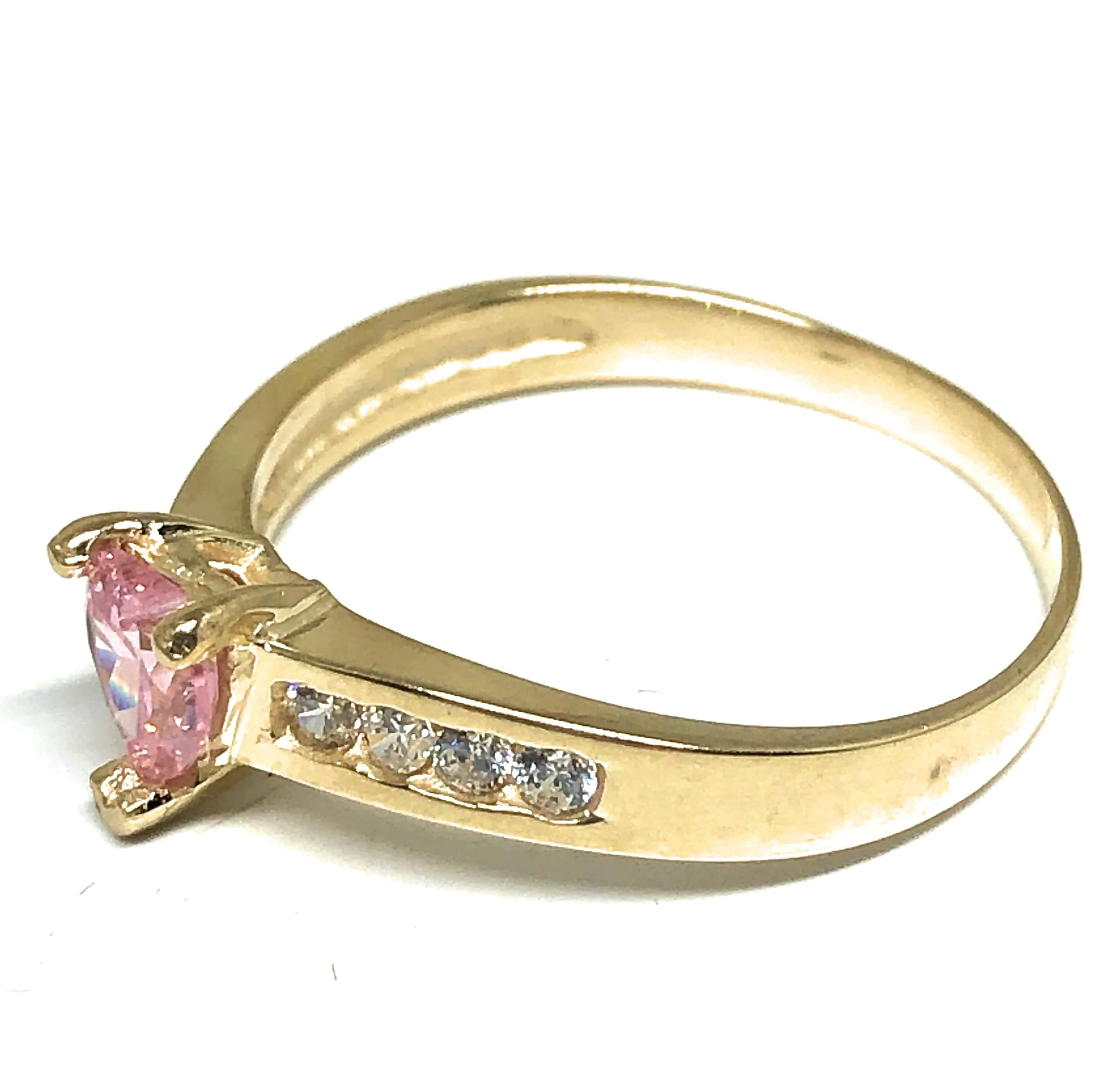 10k Solid Gold Yellow Gold Heart CZ Ring (PINK, PURPLE, BLUE, GREEN,YELLOW)