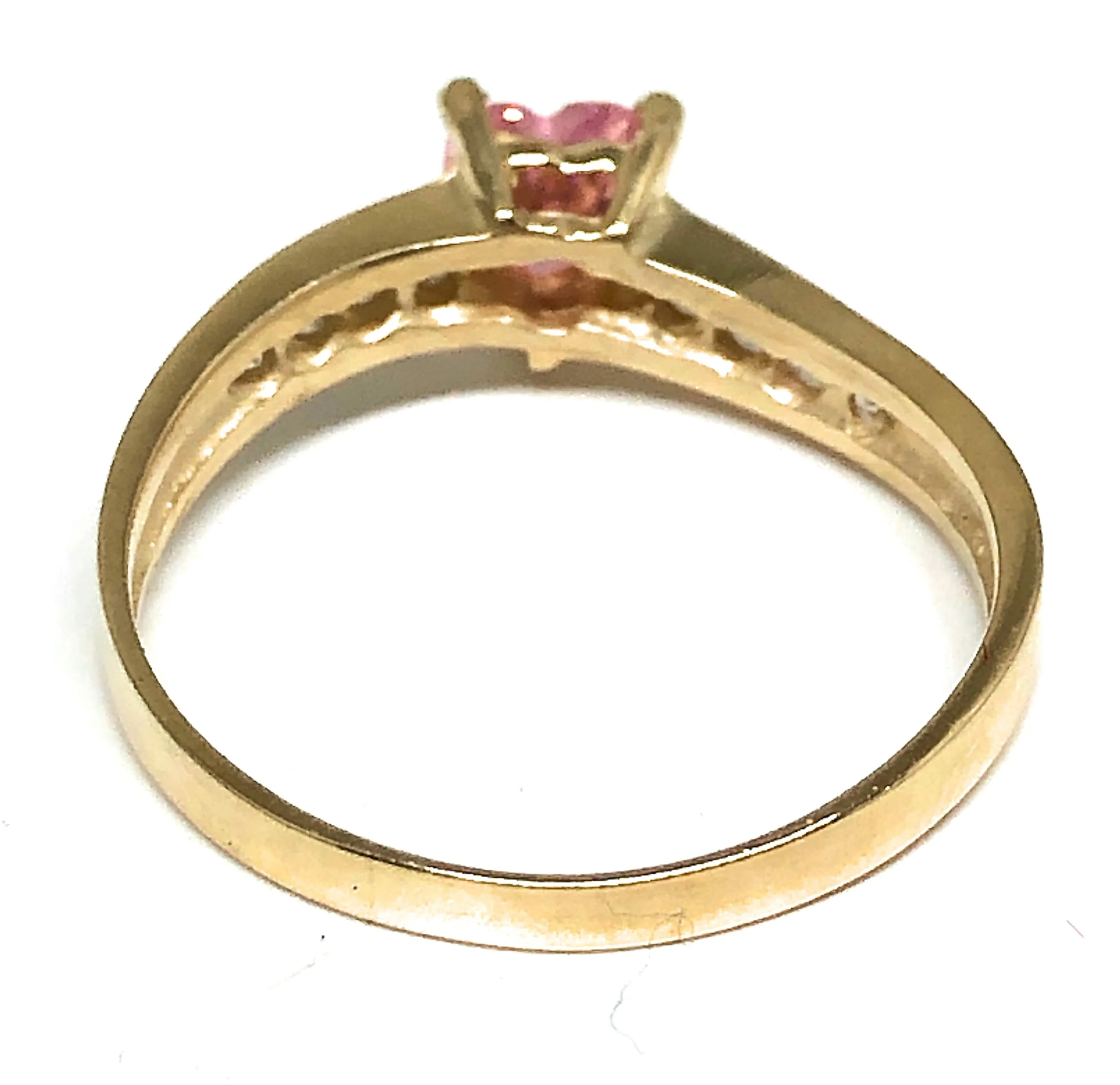 10k Solid Gold Yellow Gold Heart CZ Ring (PINK, PURPLE, BLUE, GREEN,YELLOW)