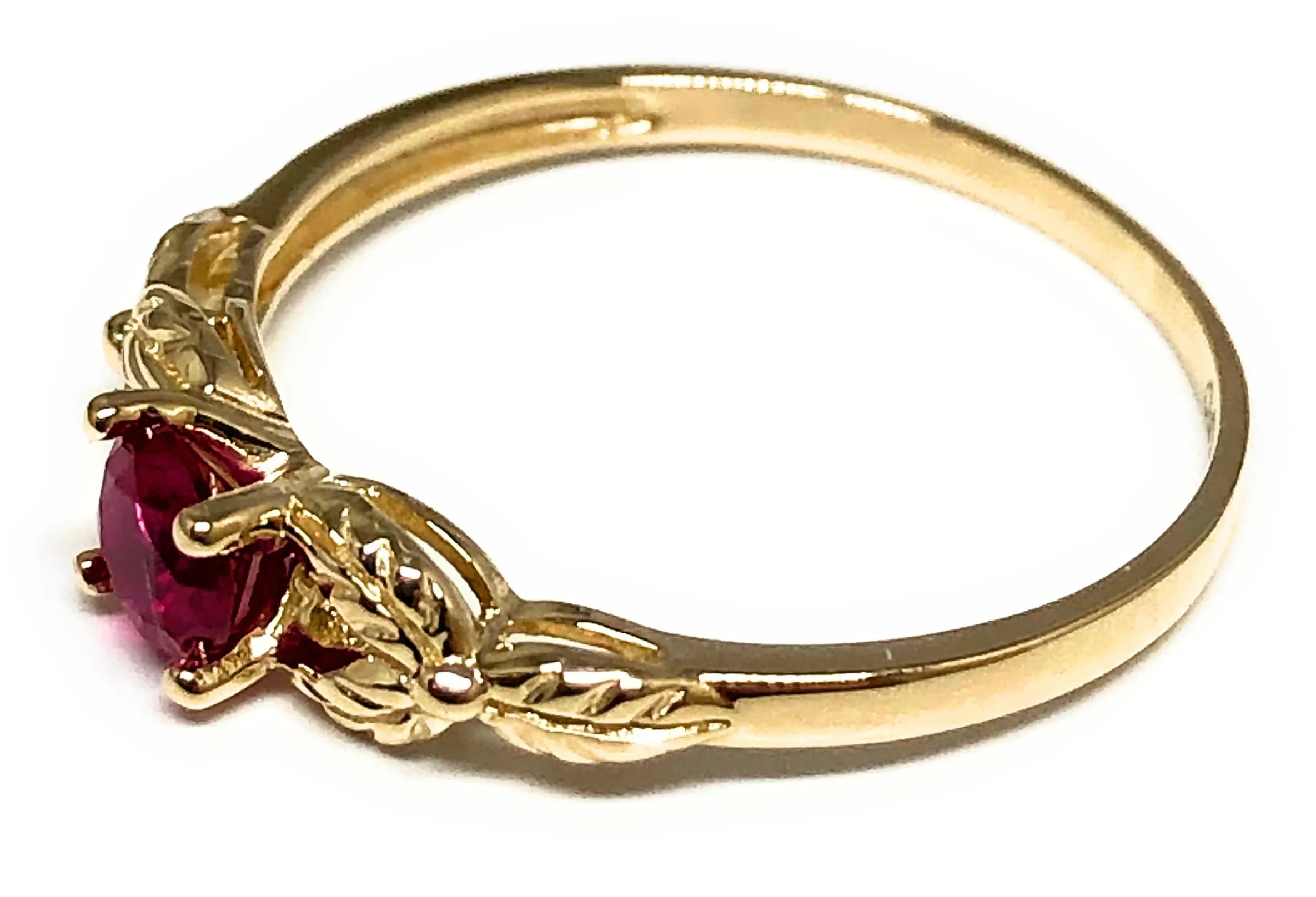 10k Solid Gold Yellow Gold Pink CZ Ring (FC 111)