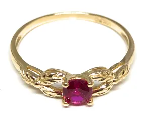 10k Solid Gold Yellow Gold Pink CZ Ring (FC 111)