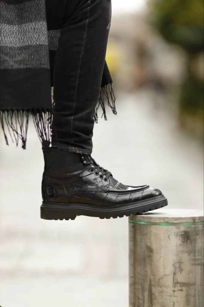 Amalfi Croco Black Boots