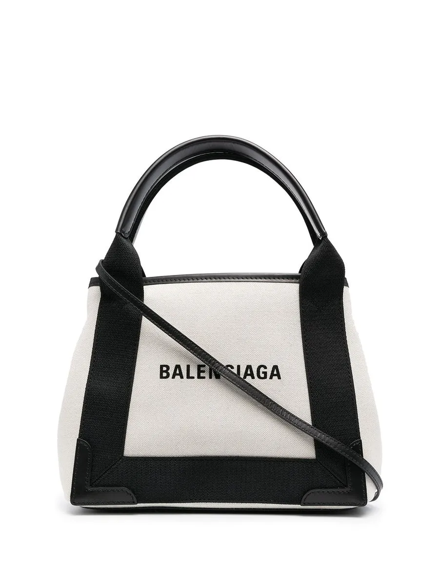 Balenciaga    Balenciaga Navy Cabas Xs Organic Cotton Tote Bag