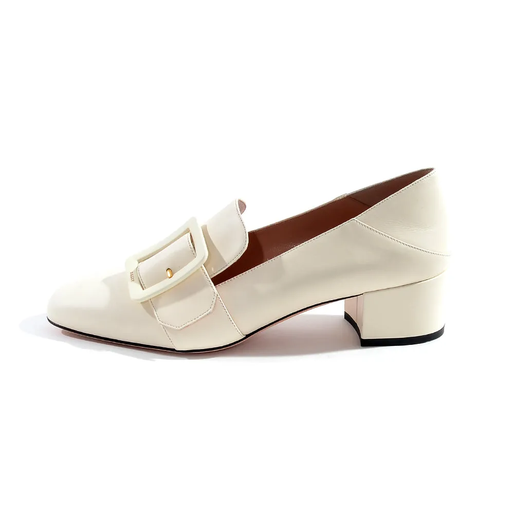 Bally Womens Slip on Heeled Loafers in White