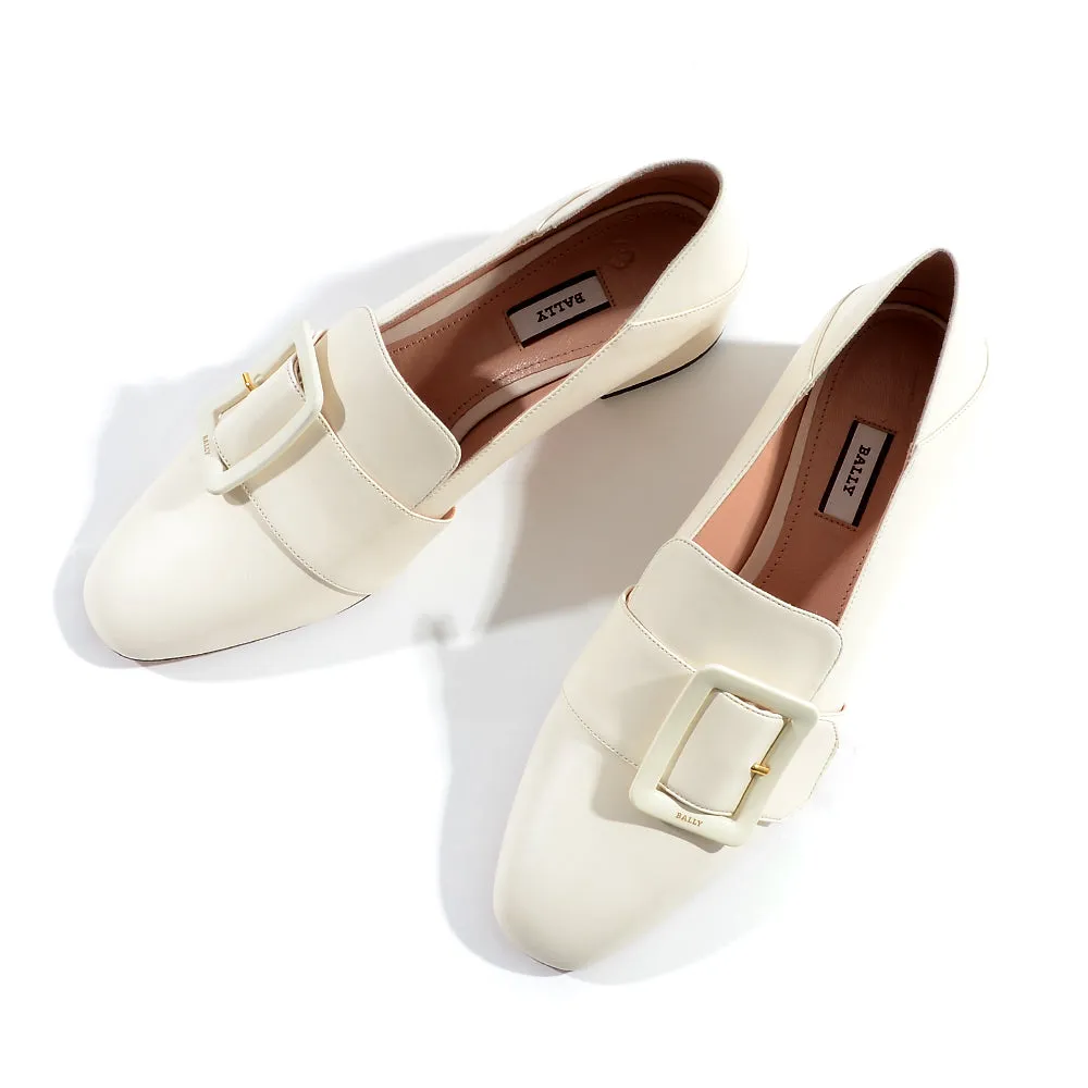 Bally Womens Slip on Heeled Loafers in White