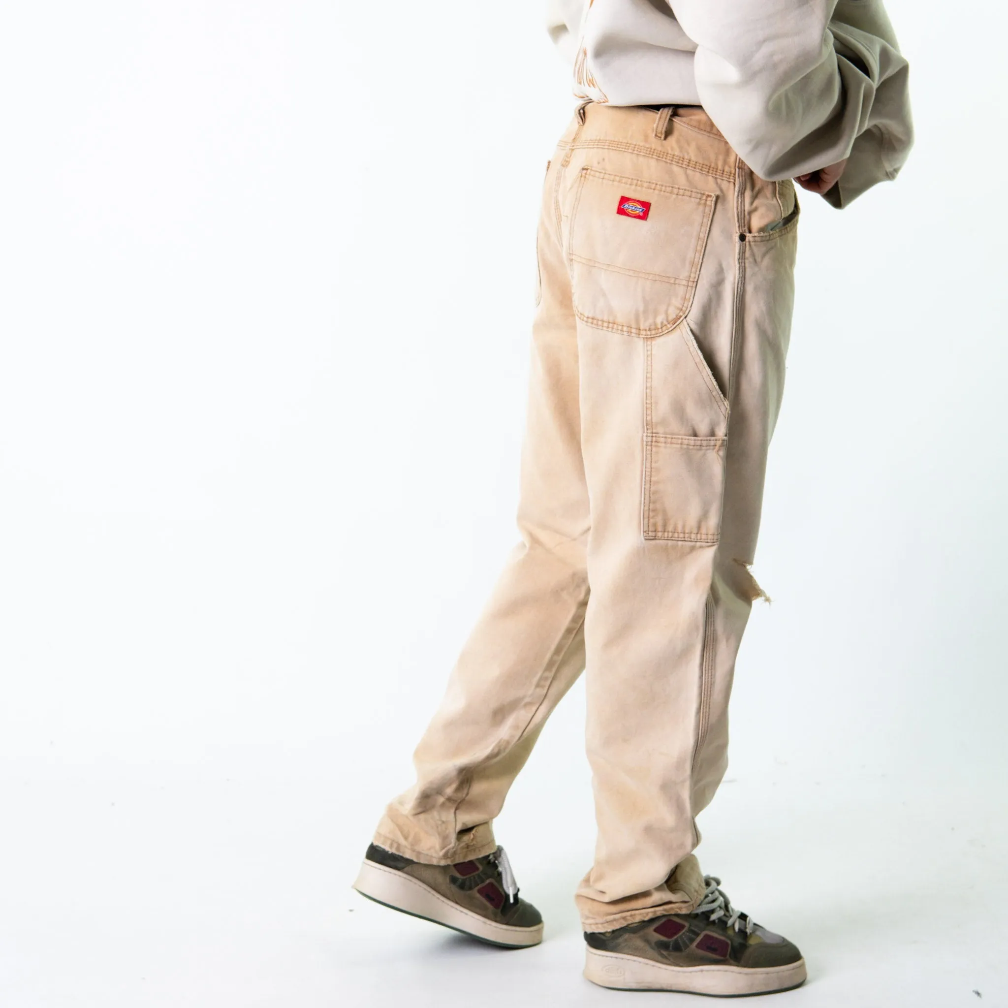 Beige Tan 90s Dickies  Cargo Skater Trousers Pants Jeans (34x32)