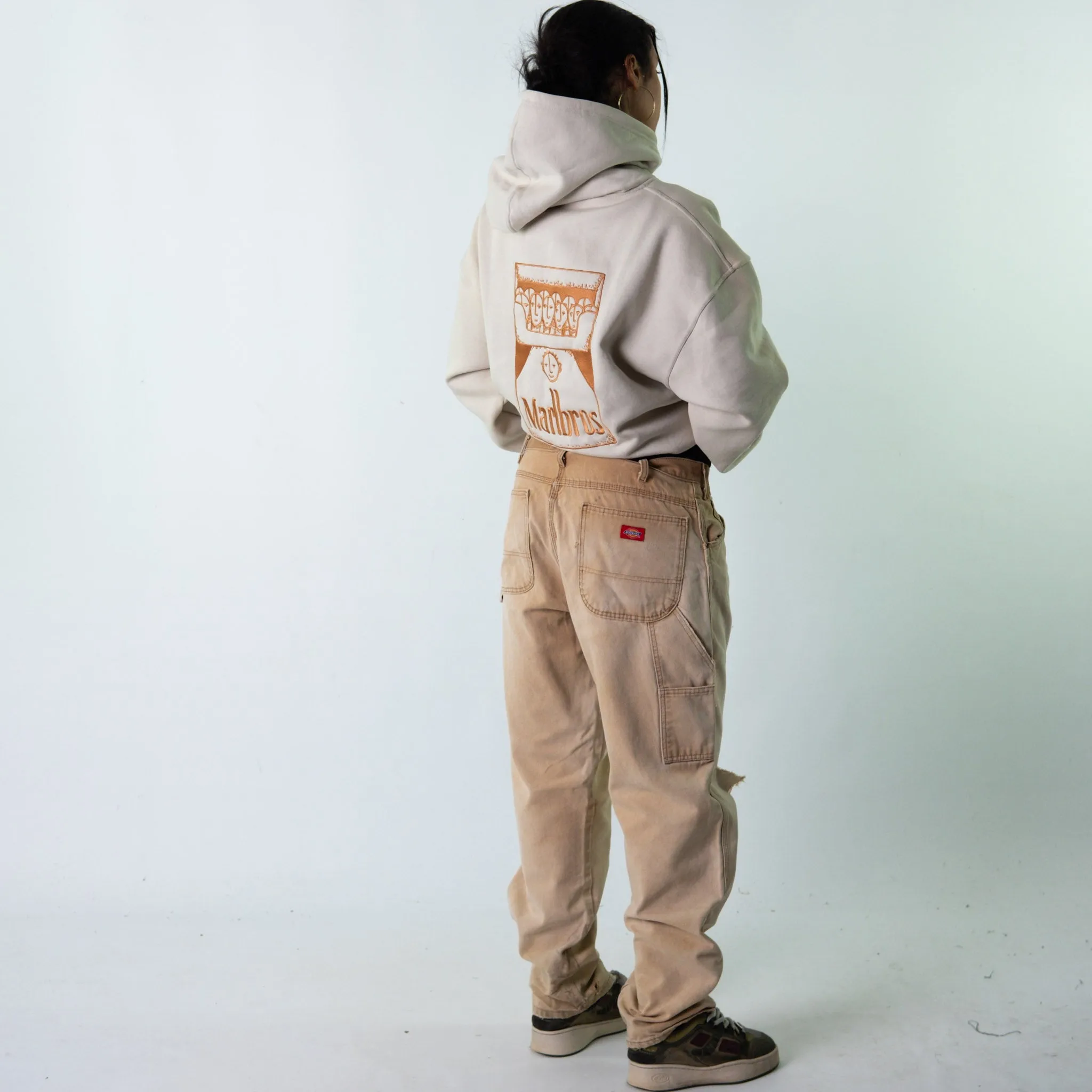 Beige Tan 90s Dickies  Cargo Skater Trousers Pants Jeans (34x32)