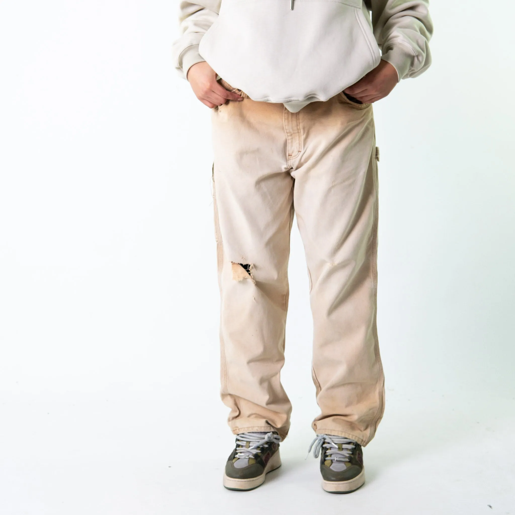 Beige Tan 90s Dickies  Cargo Skater Trousers Pants Jeans (34x32)