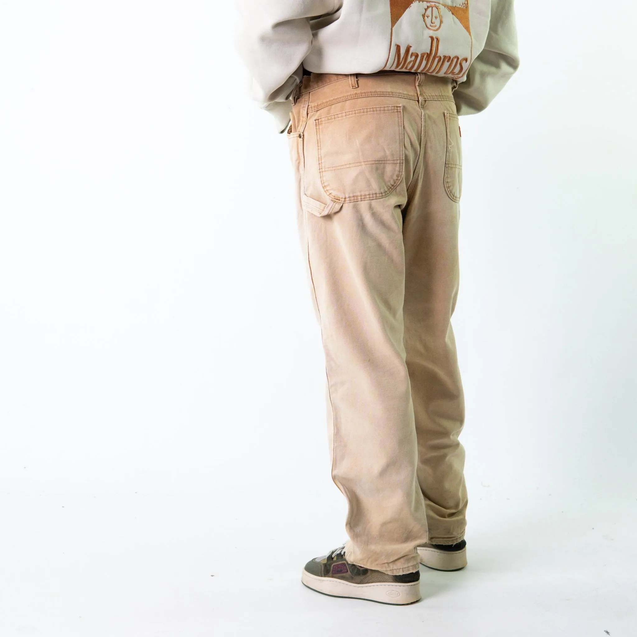 Beige Tan 90s Dickies  Cargo Skater Trousers Pants Jeans (34x32)