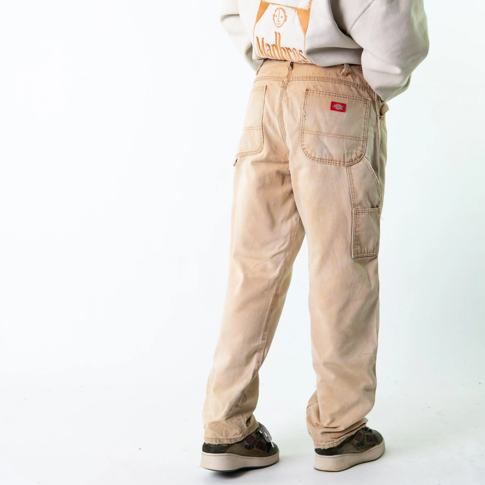 Beige Tan 90s Dickies  Cargo Skater Trousers Pants Jeans (34x32)