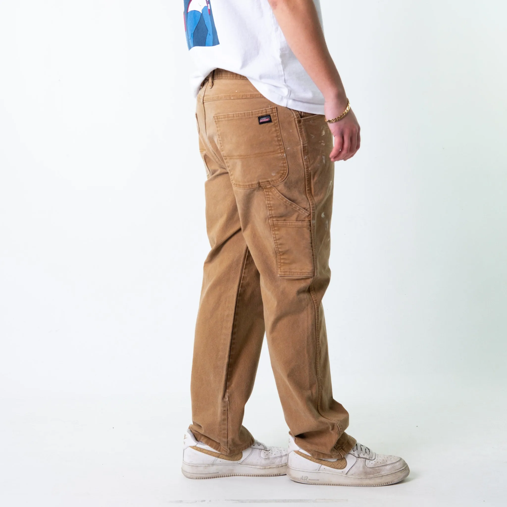 Beige Tan 90s Dickies  Cargo Skater Trousers Pants Jeans (36x30)