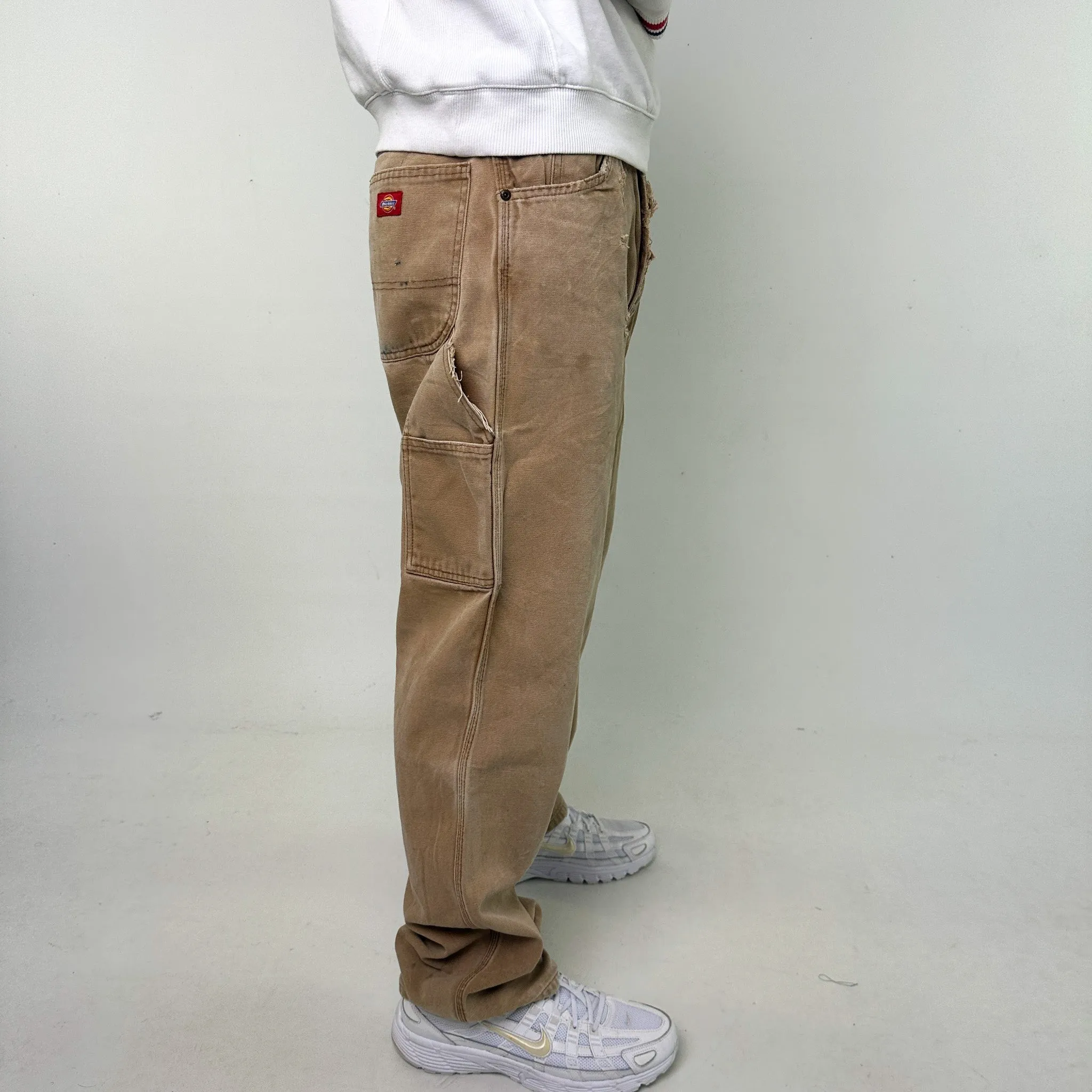 Beige Tan 90s Dickies Cargo Skater Trousers Pants Jeans (36x34)