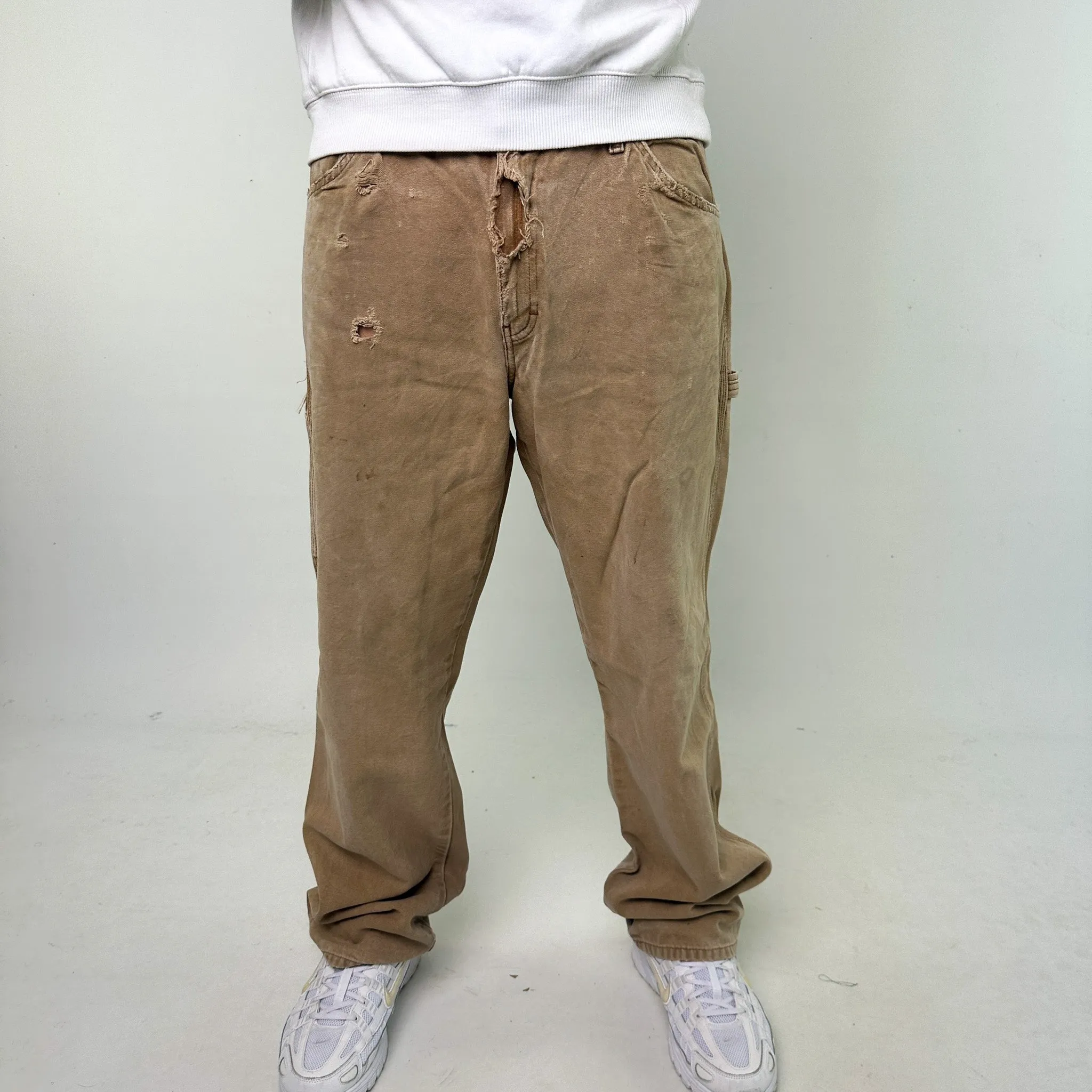 Beige Tan 90s Dickies Cargo Skater Trousers Pants Jeans (36x34)