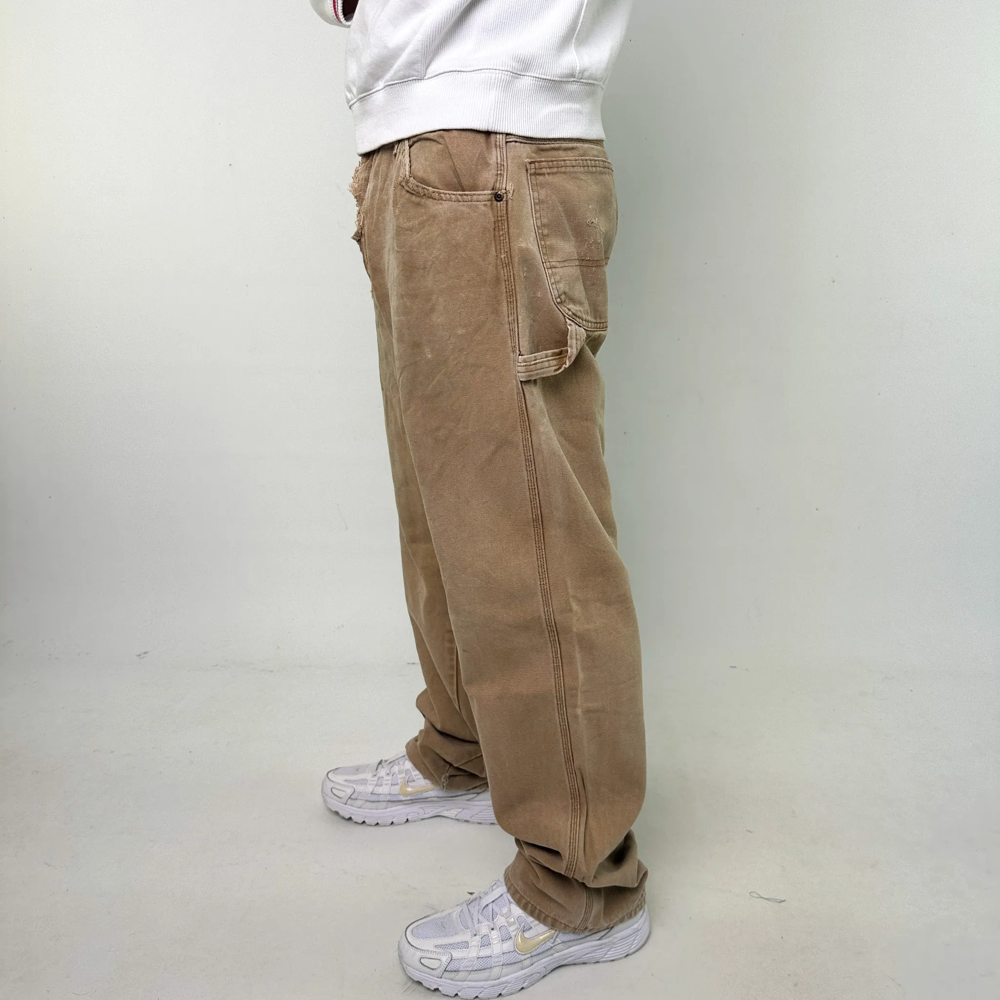 Beige Tan 90s Dickies Cargo Skater Trousers Pants Jeans (36x34)