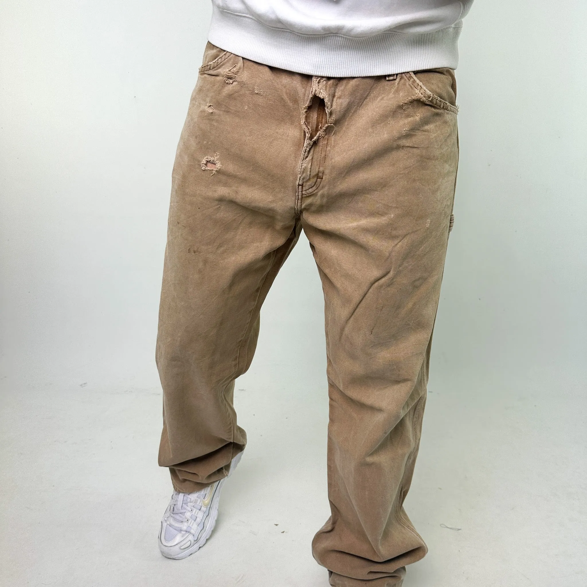 Beige Tan 90s Dickies Cargo Skater Trousers Pants Jeans (36x34)