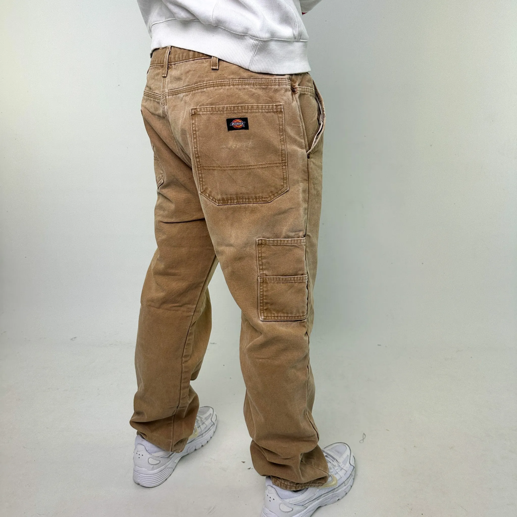 Beige Tan 90s Dickies Cargo Skater Trousers Pants Jeans (38x32)