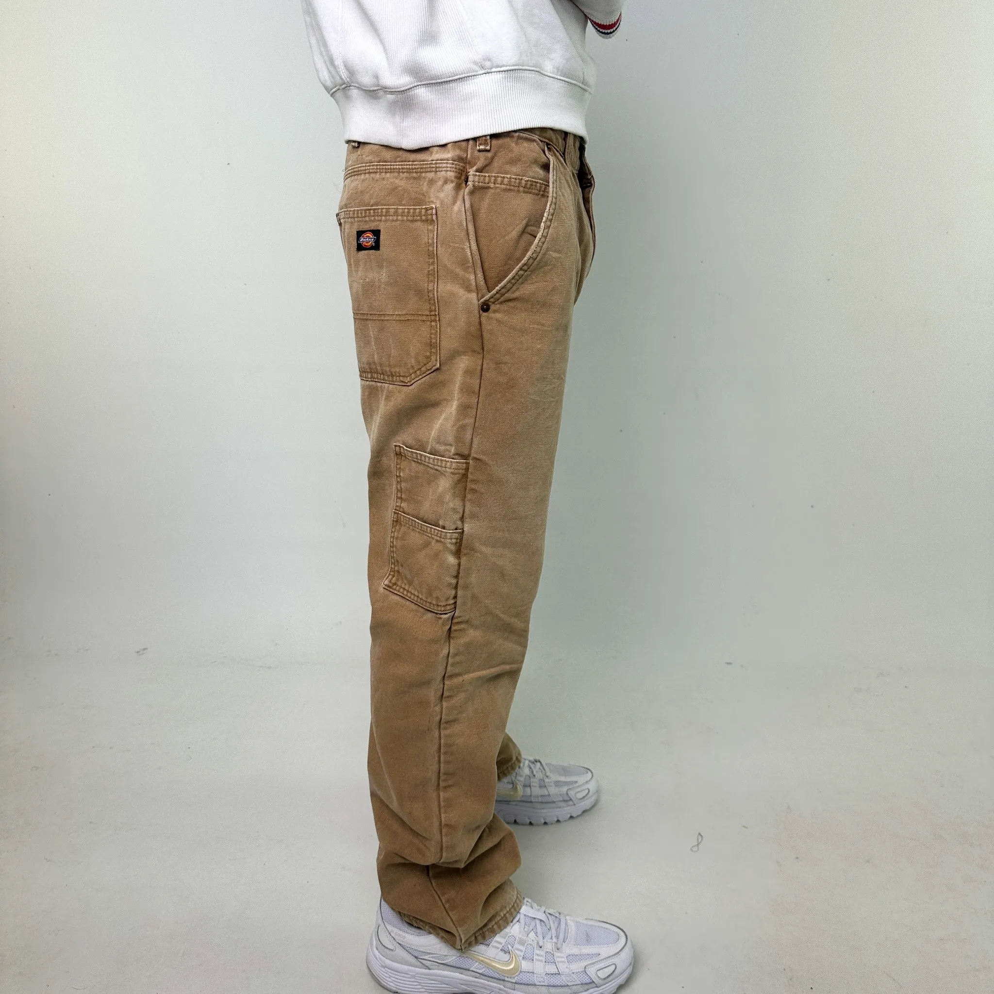 Beige Tan 90s Dickies Cargo Skater Trousers Pants Jeans (38x32)