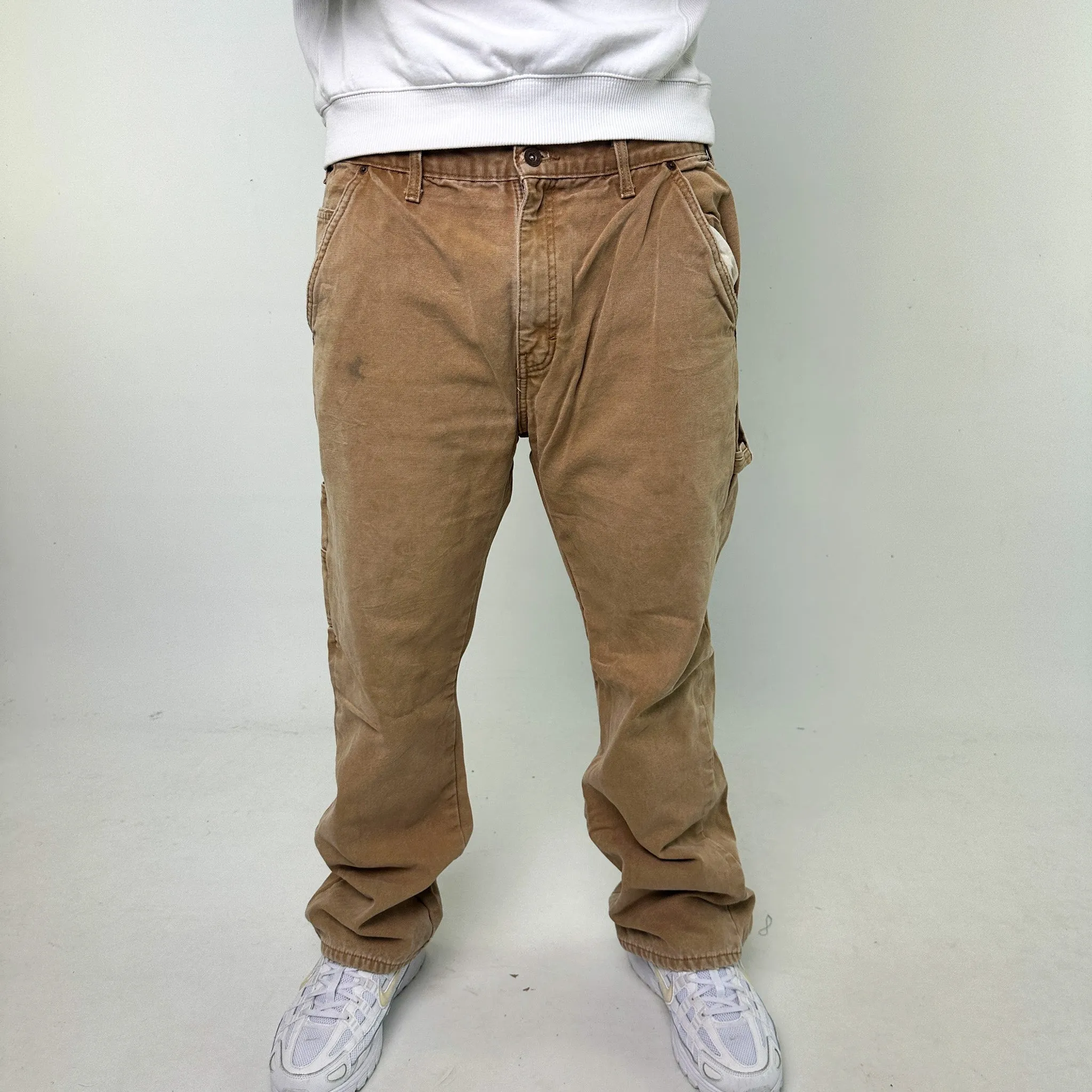 Beige Tan 90s Dickies Cargo Skater Trousers Pants Jeans (38x32)