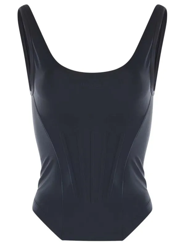 black corseted tank top