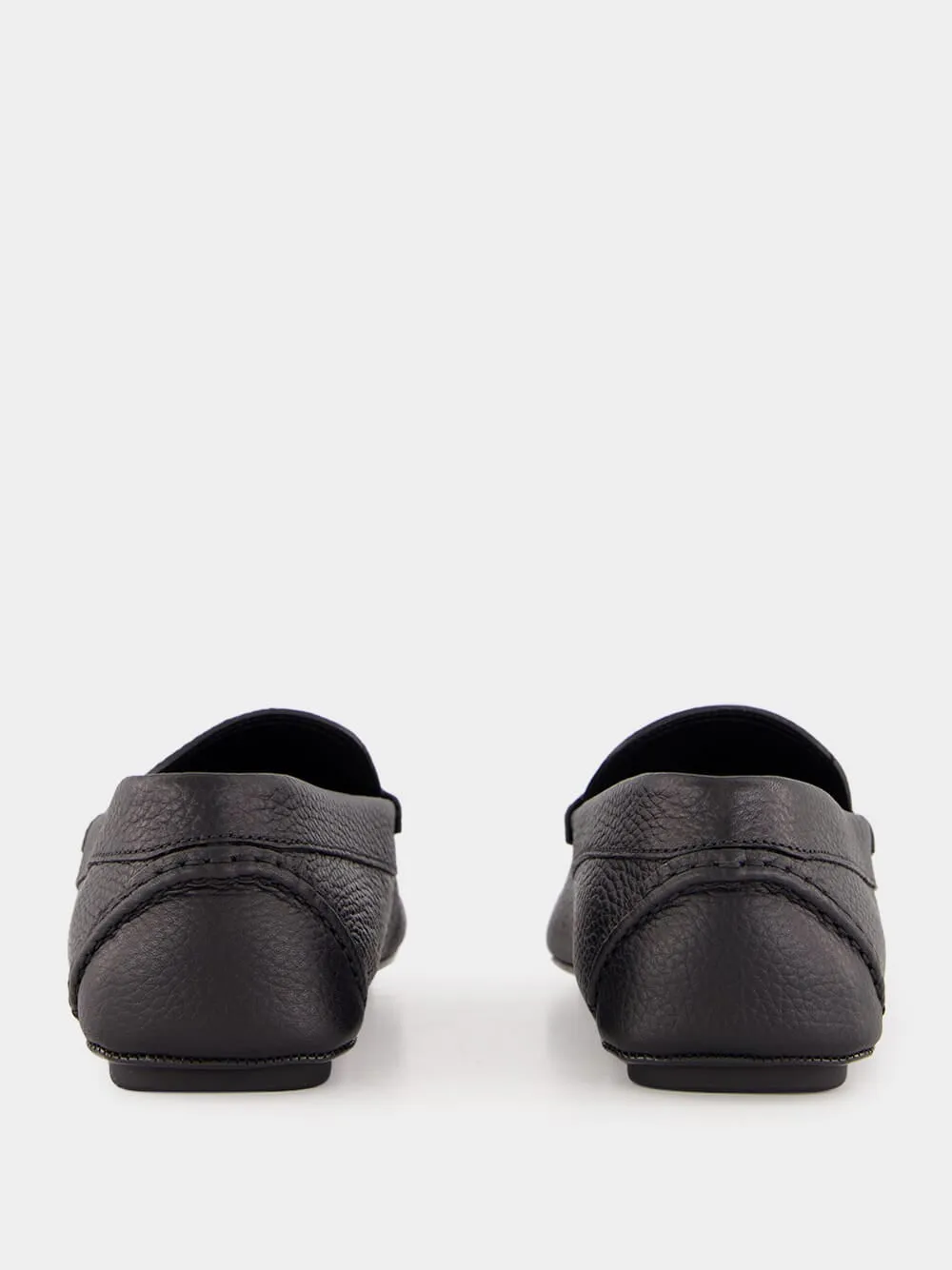 Black Leather Loafers with Logo