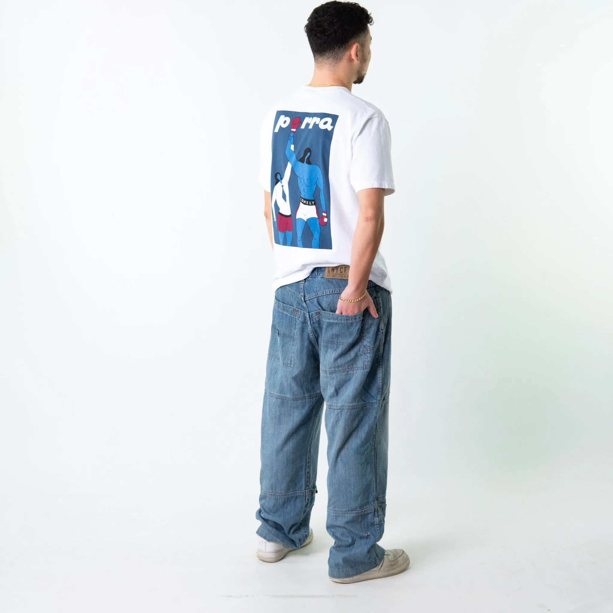 Blue Denim 90s Baggy Hip Hop Enyce Cargo Skater Trousers Pants Jeans (36x30)