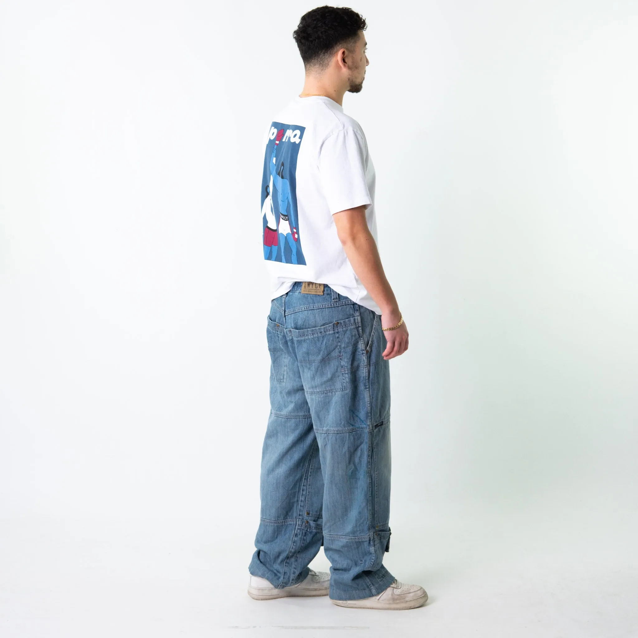 Blue Denim 90s Baggy Hip Hop Enyce Cargo Skater Trousers Pants Jeans (36x30)