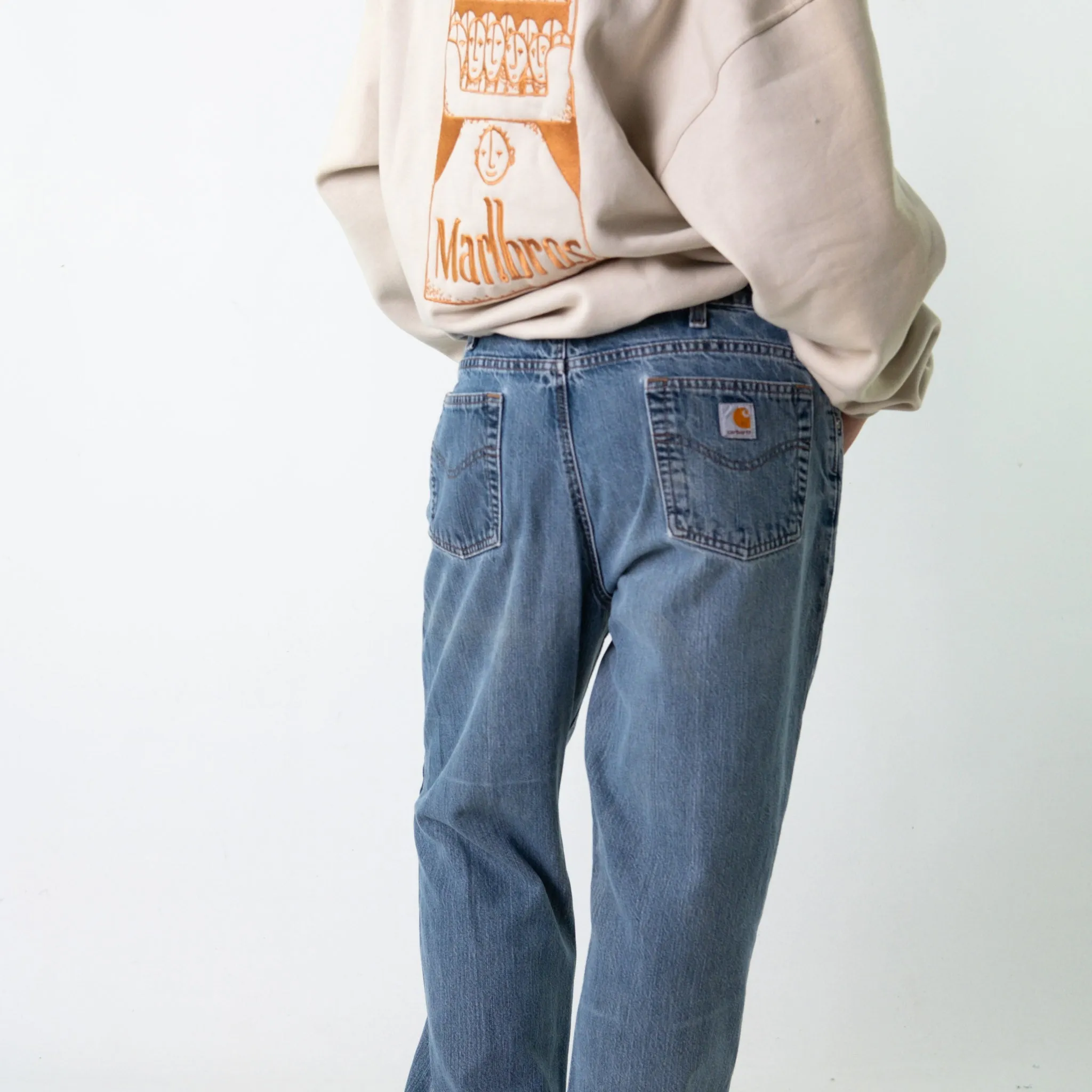 Blue Denim 90s Carhartt  Cargo Skater Trousers Pants Jeans (32x31)