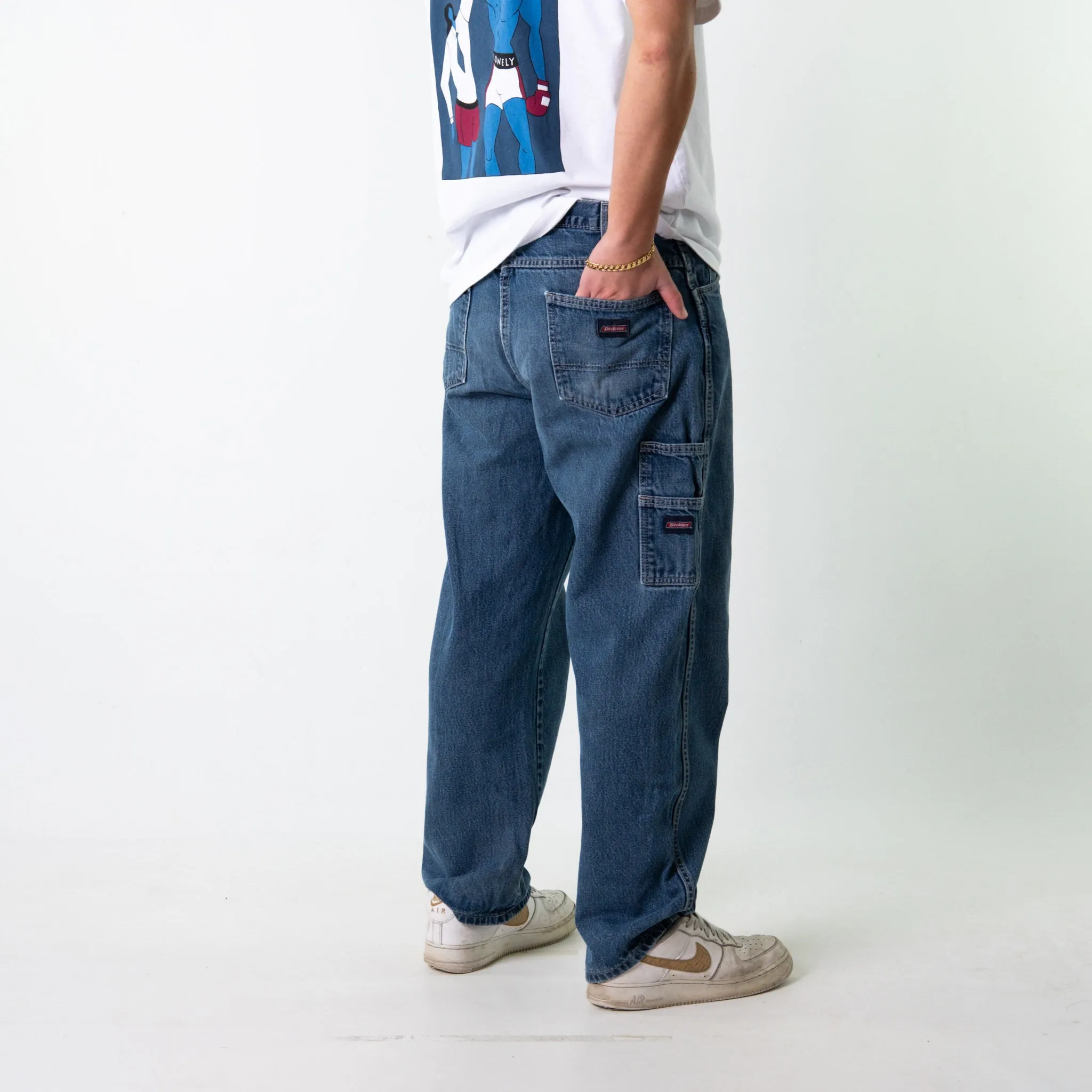 Blue Denim 90s Dickies  Cargo Skater Trousers Pants Jeans (34x30)