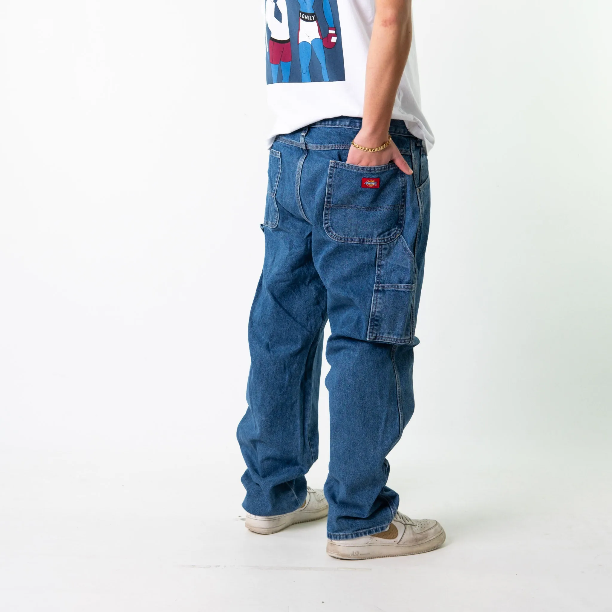 Blue Denim 90s Dickies  Cargo Skater Trousers Pants Jeans (38x32)