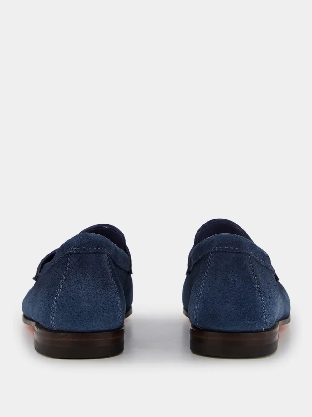 Blue Suede Penny Loafers