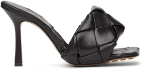 Bottega Veneta Black Intrecciato Lido Heeled Sandals