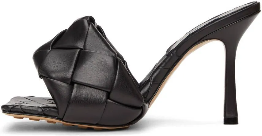 Bottega Veneta Black Intrecciato Lido Heeled Sandals