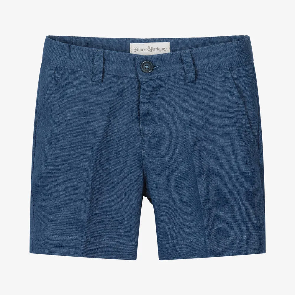 Boys Blue Linen Shorts