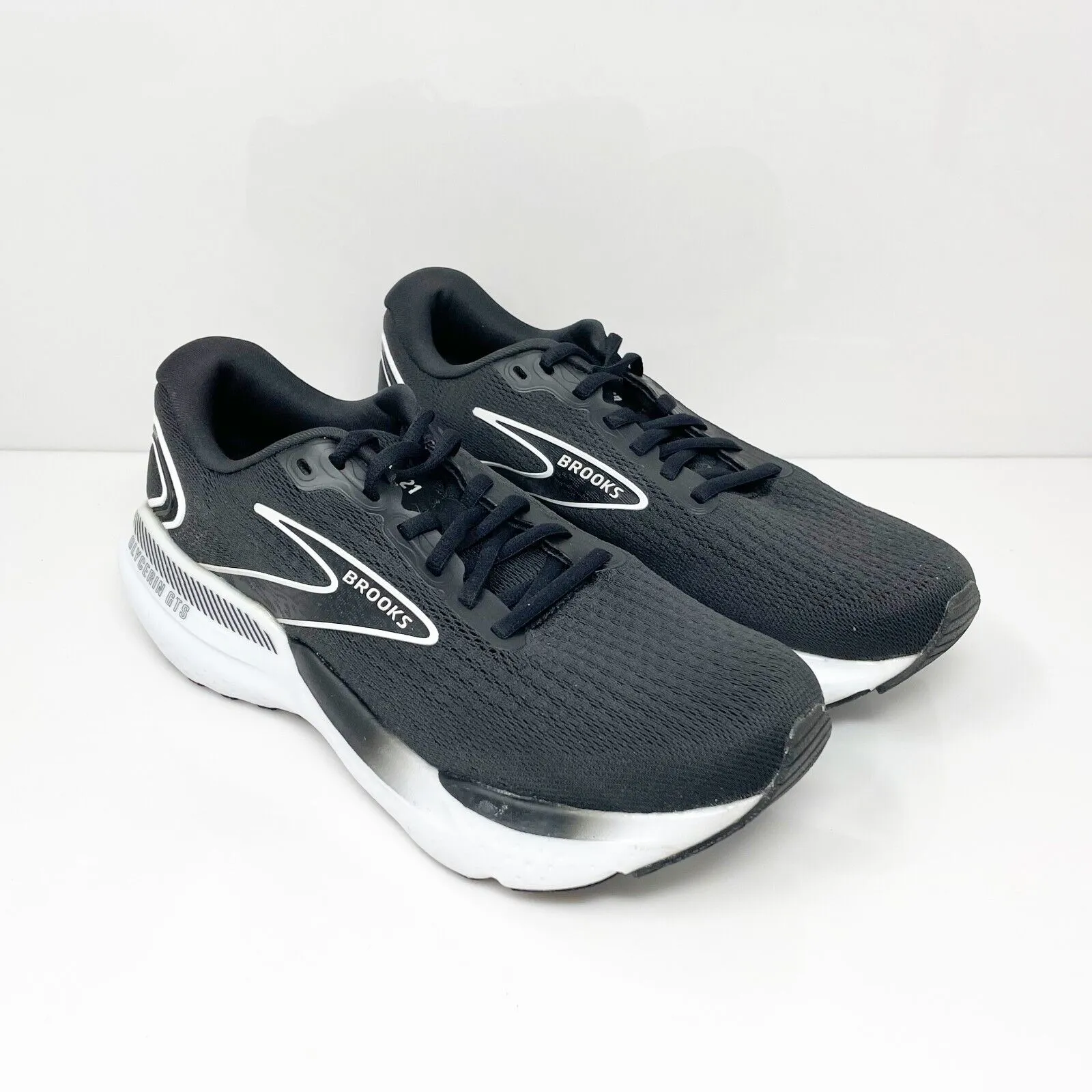 Brooks Womens Glycerin GTS 21 1204091D090 Black Running Shoes Sneakers Sz 8.5 D