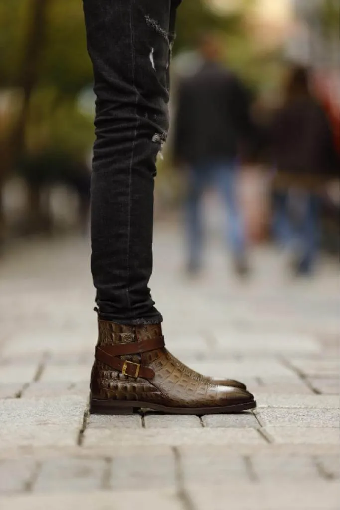 Brown Buckle Chelsea Boots