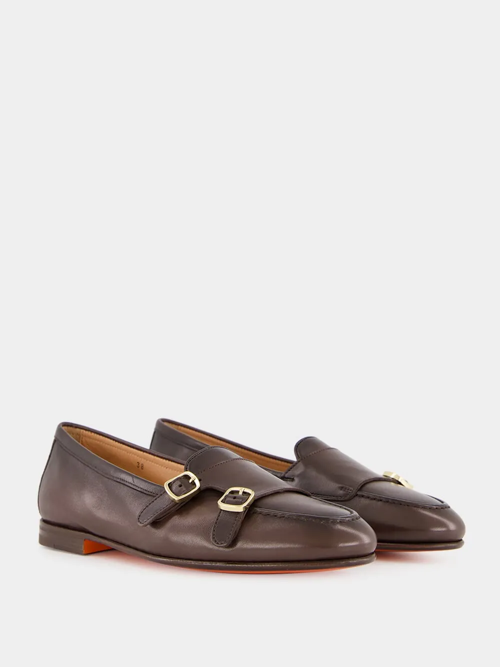 Brown Double Monk Loafers