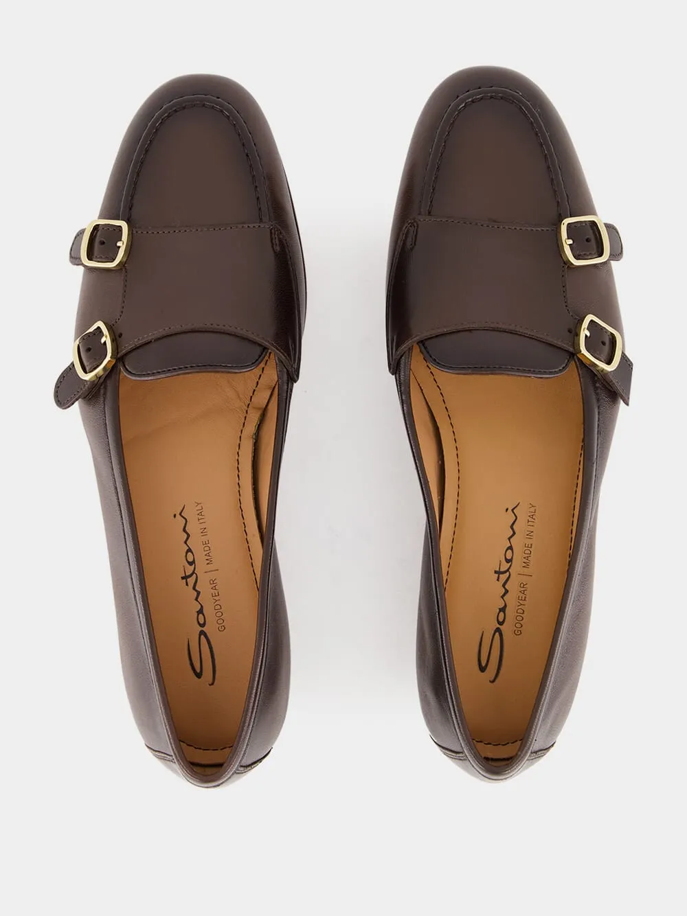 Brown Double Monk Loafers