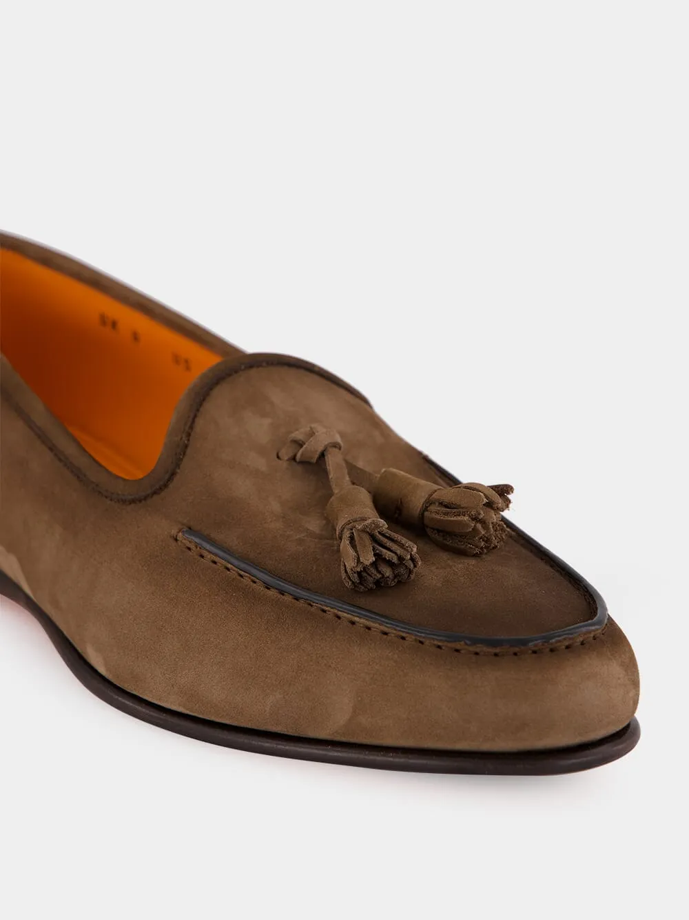 Brown Nubuck Andrea Tassel Loafers