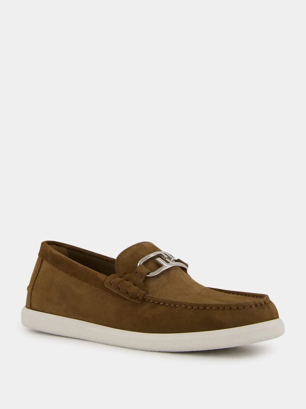 Brown O'Lock Light Suede Loafers