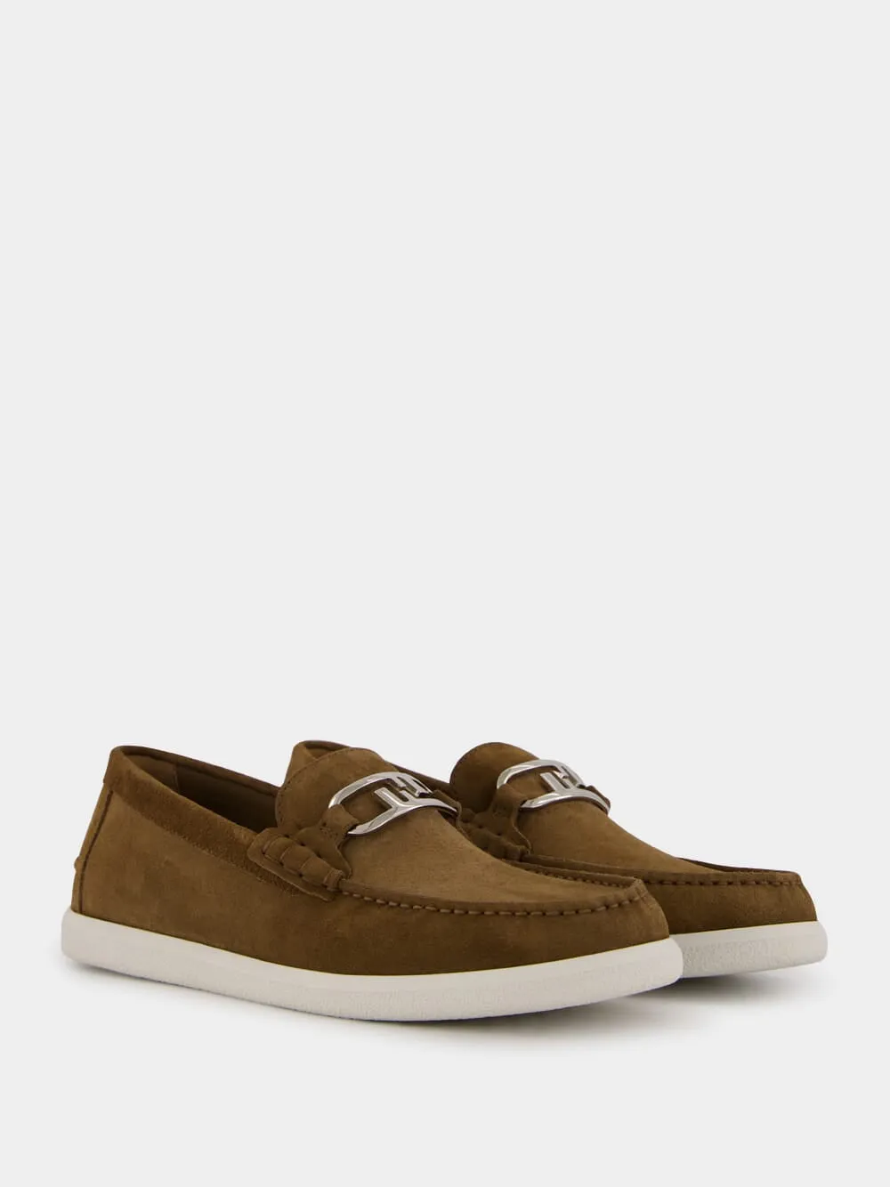 Brown O'Lock Light Suede Loafers