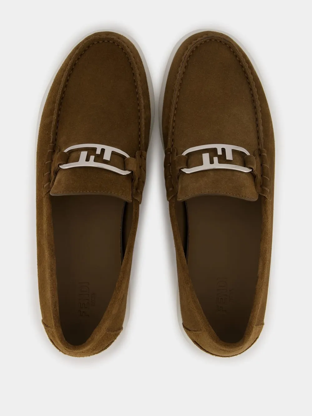 Brown O'Lock Light Suede Loafers