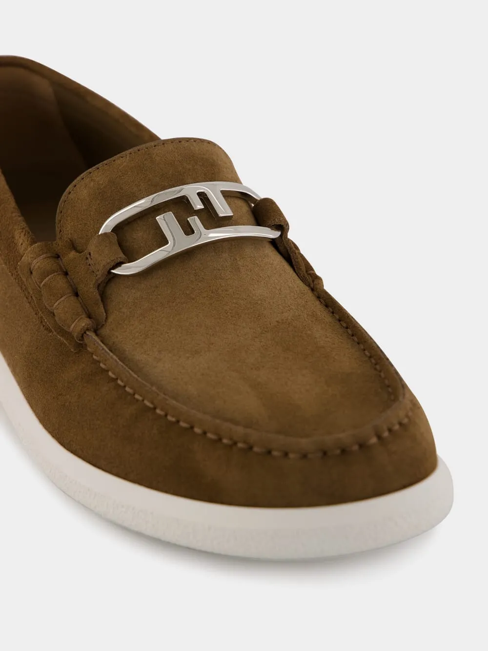 Brown O'Lock Light Suede Loafers