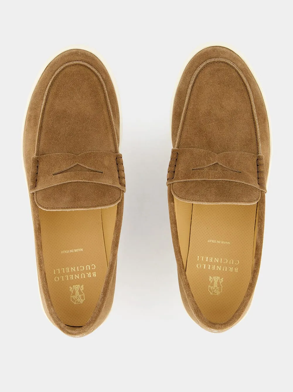 Brown Suede Penny Loafers