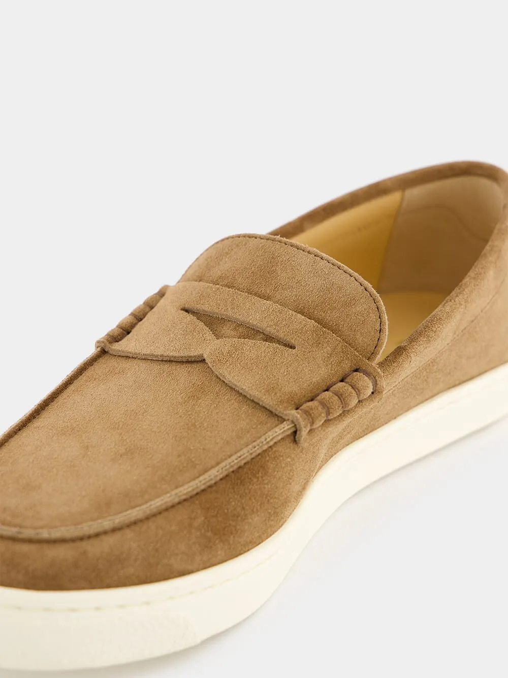 Brown Suede Penny Loafers