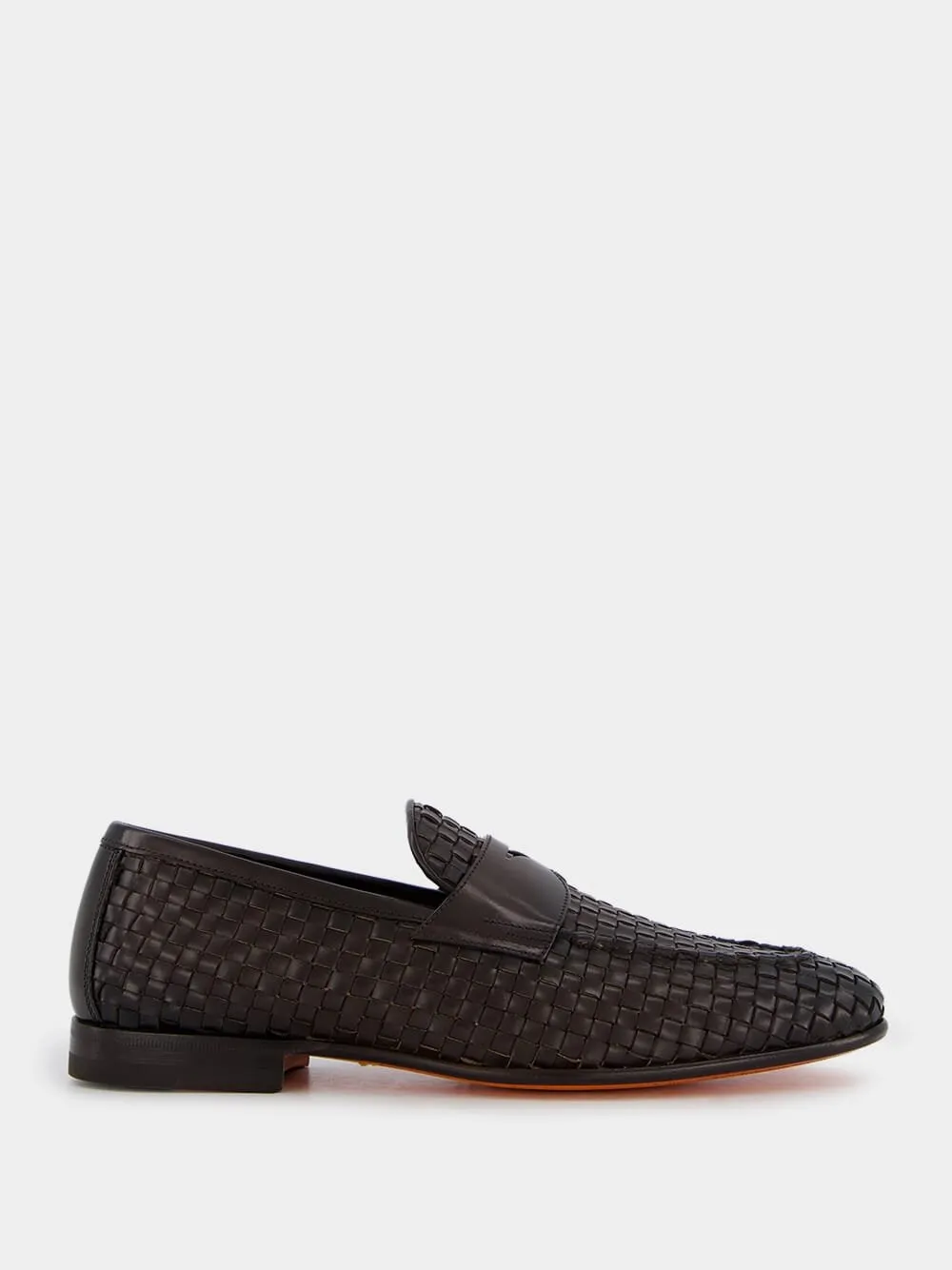 Brown Woven Leather Loafers