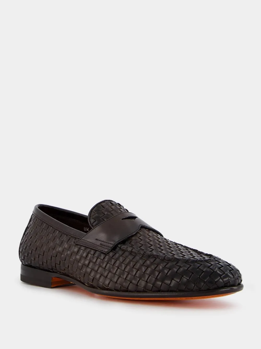 Brown Woven Leather Loafers