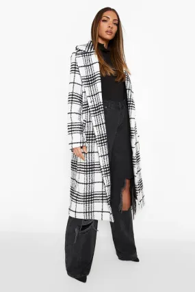 Check Wool Look Coat