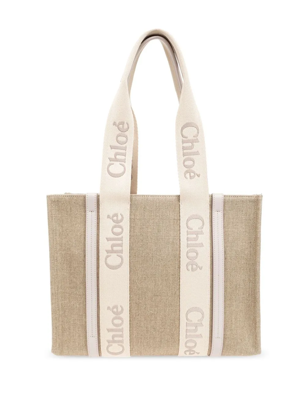 Chloè    Chloè Woody Medium Canvas And Leather Tote Bag