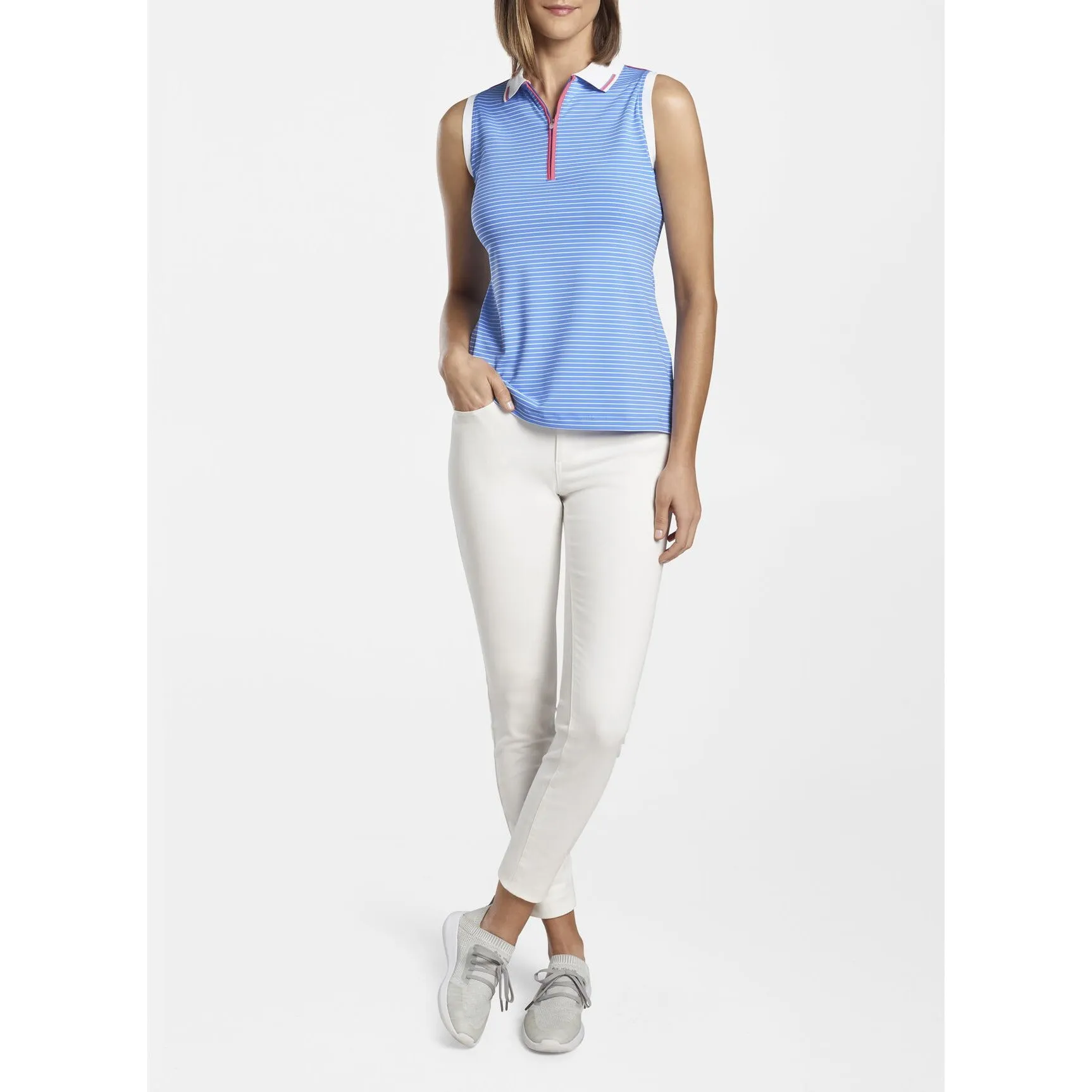 Chrissie Zip-Sleeveless Performance Polo