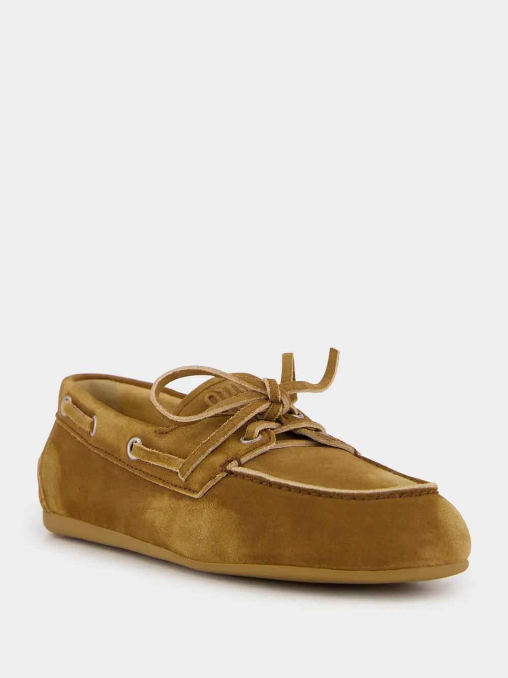 Cinnamon Faded Suede Boat Loafers